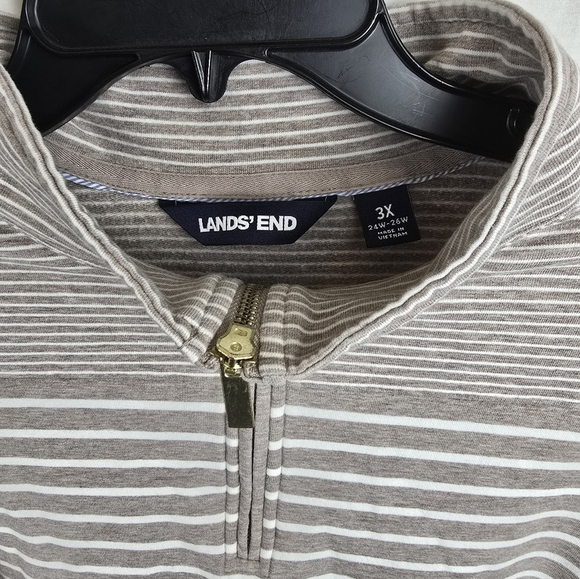 Lands' End Women's Brown And White Striped 1/4 Zip Sweatshirt Sz 3X - Picture 4 of 9